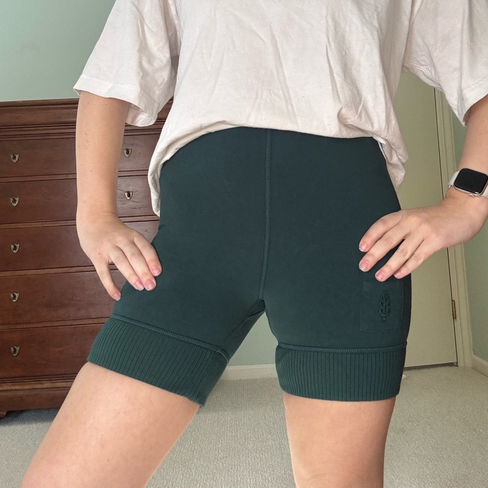 Free People Dark Green Bike Shorts